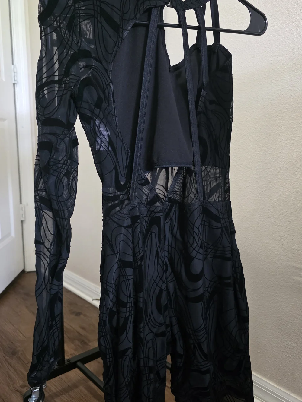 Weissman Black Sheer Patterned Dance Costume